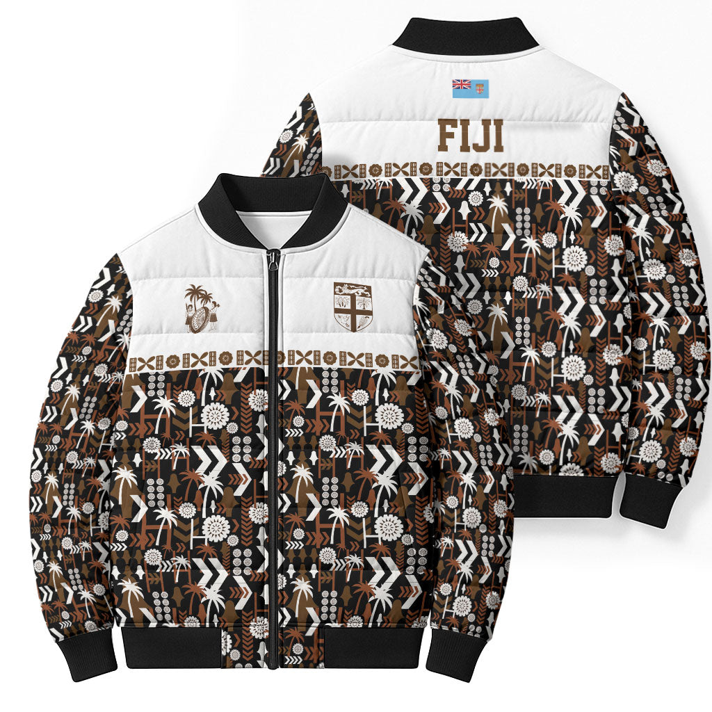 Fiji Bati Bomber Puffer Jacket Masi-inspired Tapa Pattern LT9 - Polynesian Pride