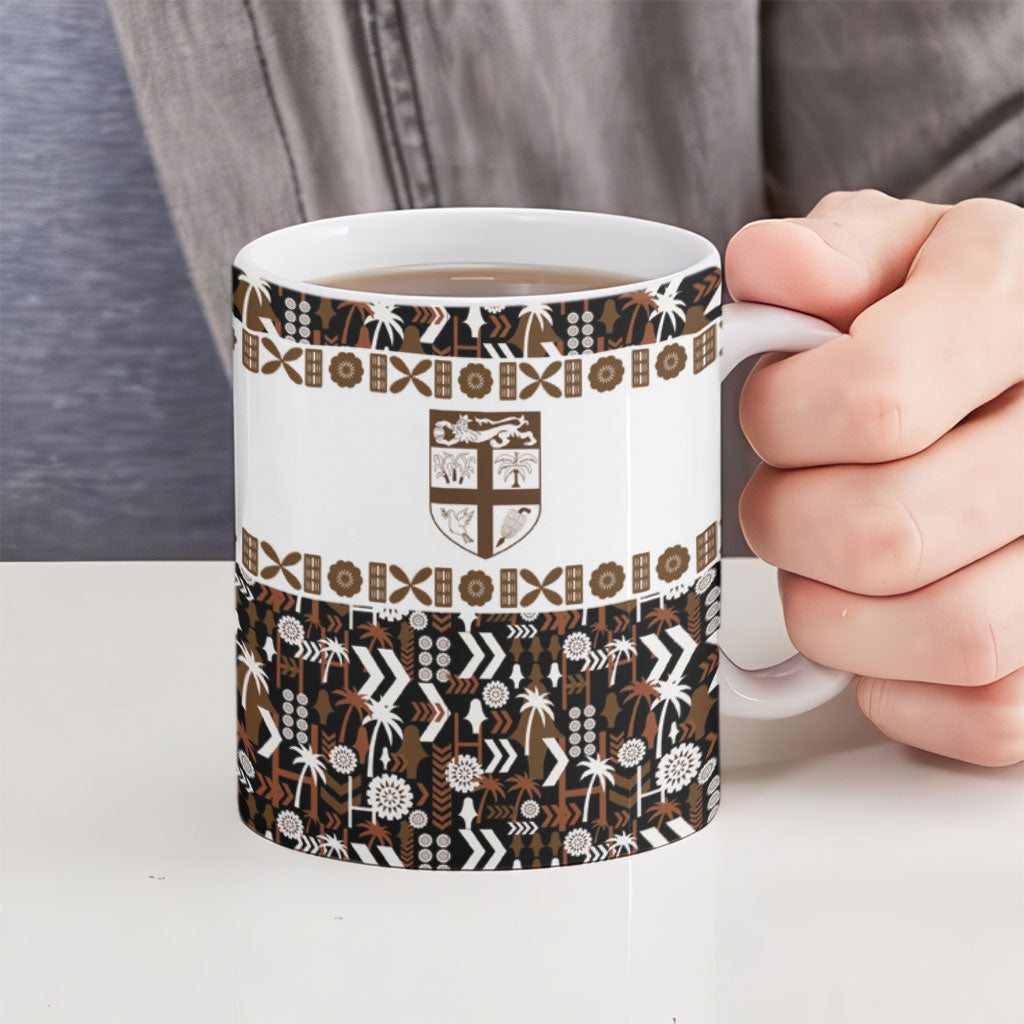 Fiji Bati Ceramic Mug Masi-inspired Tapa Pattern LT9 - Polynesian Pride