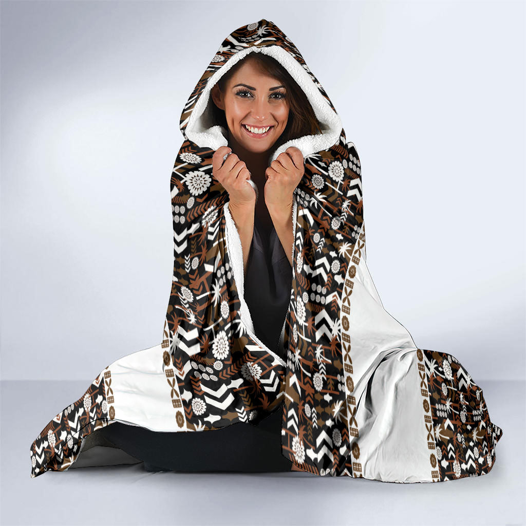 Fiji Bati Hooded Blanket Masi-inspired Tapa Pattern LT9 - Polynesian Pride