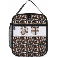 Fiji Bati Lunch Bag Masi-inspired Tapa Pattern LT9 10.2 × 8.3 × 4.3 inch Brown - Polynesian Pride