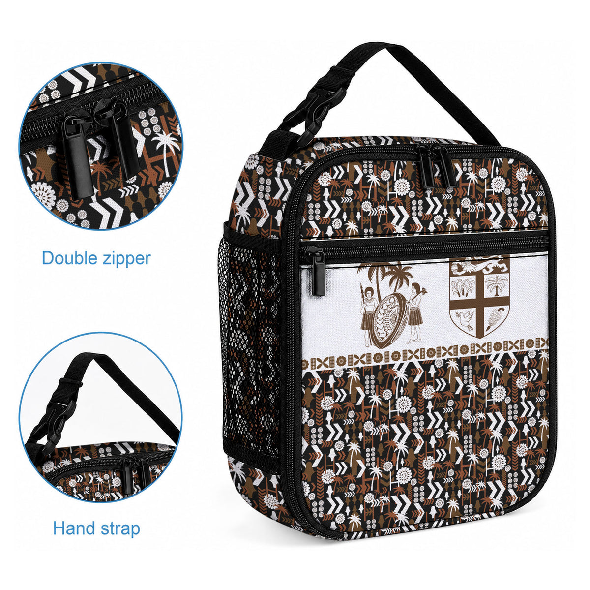 Fiji Bati Lunch Bag Masi-inspired Tapa Pattern LT9 - Polynesian Pride