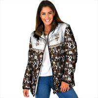 Fiji Bati Padded Jacket Masi-inspired Tapa Pattern LT9 Women Brown - Polynesian Pride