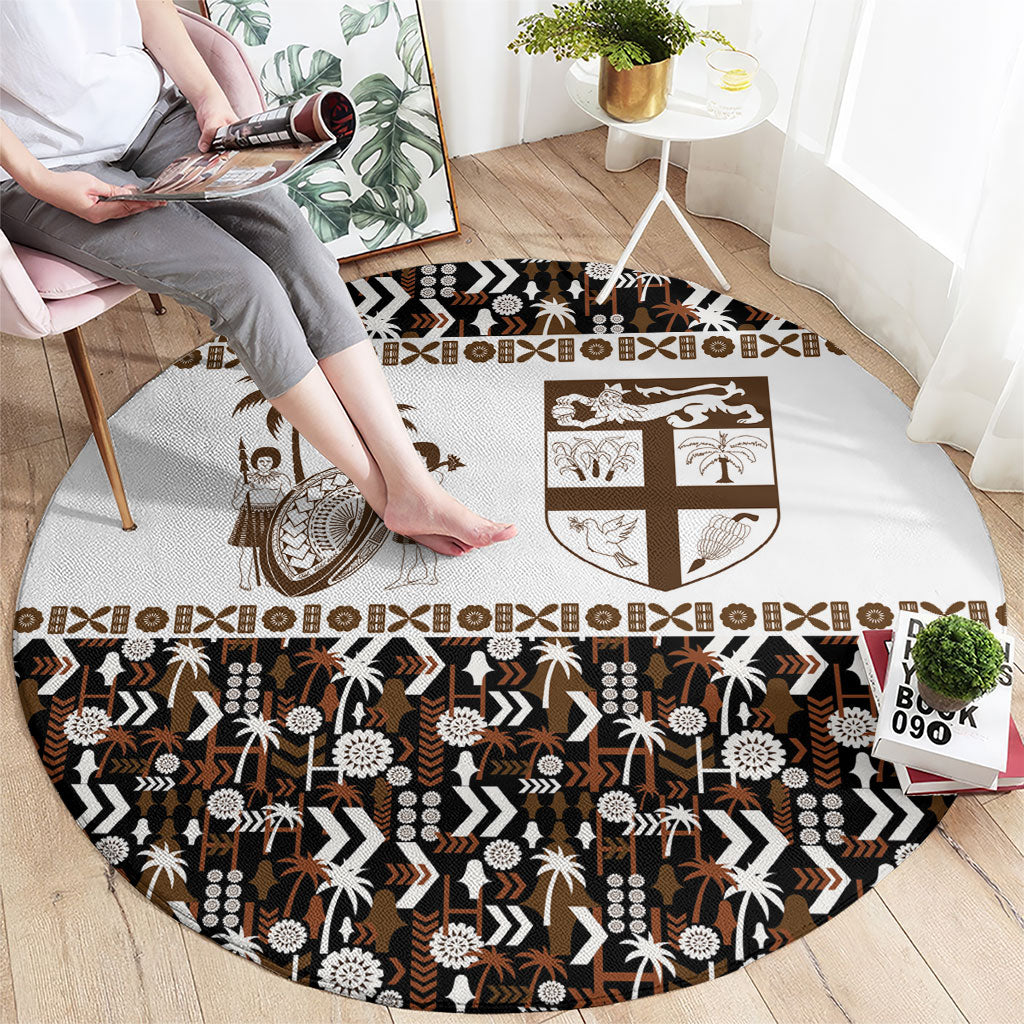 Fiji Bati Round Carpet Masi-inspired Tapa Pattern LT9 - Polynesian Pride
