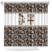 Fiji Bati Shower Curtain Masi-inspired Tapa Pattern LT9 Brown - Polynesian Pride