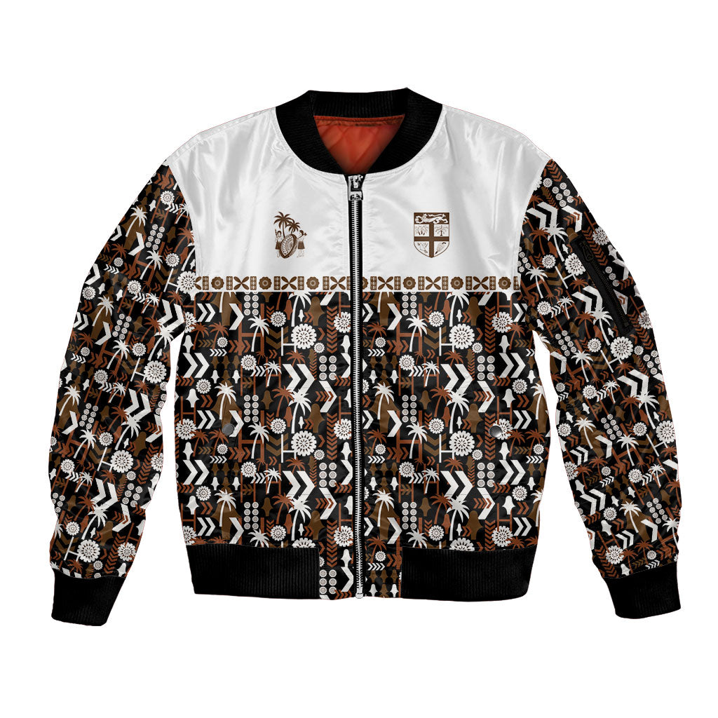 Fiji Bati Sleeve Zip Bomber Jacket Masi-inspired Tapa Pattern