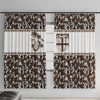 Fiji Bati Window Curtain Masi-inspired Tapa Pattern LT9 With Hooks Brown - Polynesian Pride