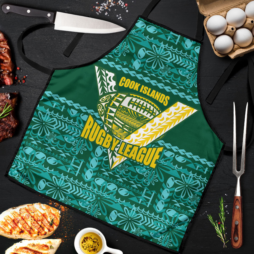Cook Islands Island Floral Apron Teal Traditional Kuki's Geometric Pattern LT9 Teal - Polynesian Pride