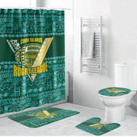 Cook Islands Island Floral Bathroom Set Teal Traditional Kuki's Geometric Pattern LT9 Bathroom Set (4 pcs) Teal - Polynesian Pride