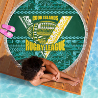 Cook Islands Island Floral Beach Blanket Teal Traditional Kuki's Geometric Pattern LT9 - Polynesian Pride