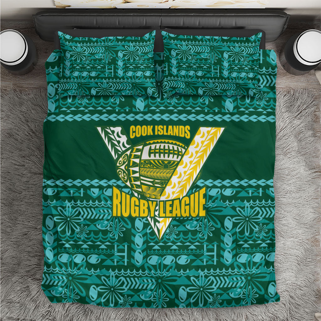 Cook Islands Island Floral Bedding Set Teal Traditional Kuki's Geometric Pattern LT9 Teal - Polynesian Pride