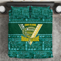 Cook Islands Island Floral Bedding Set Teal Traditional Kuki's Geometric Pattern LT9 Teal - Polynesian Pride