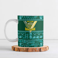 Cook Islands Island Floral Ceramic Mug Teal Traditional Kuki's Geometric Pattern LT9 Teal - Polynesian Pride