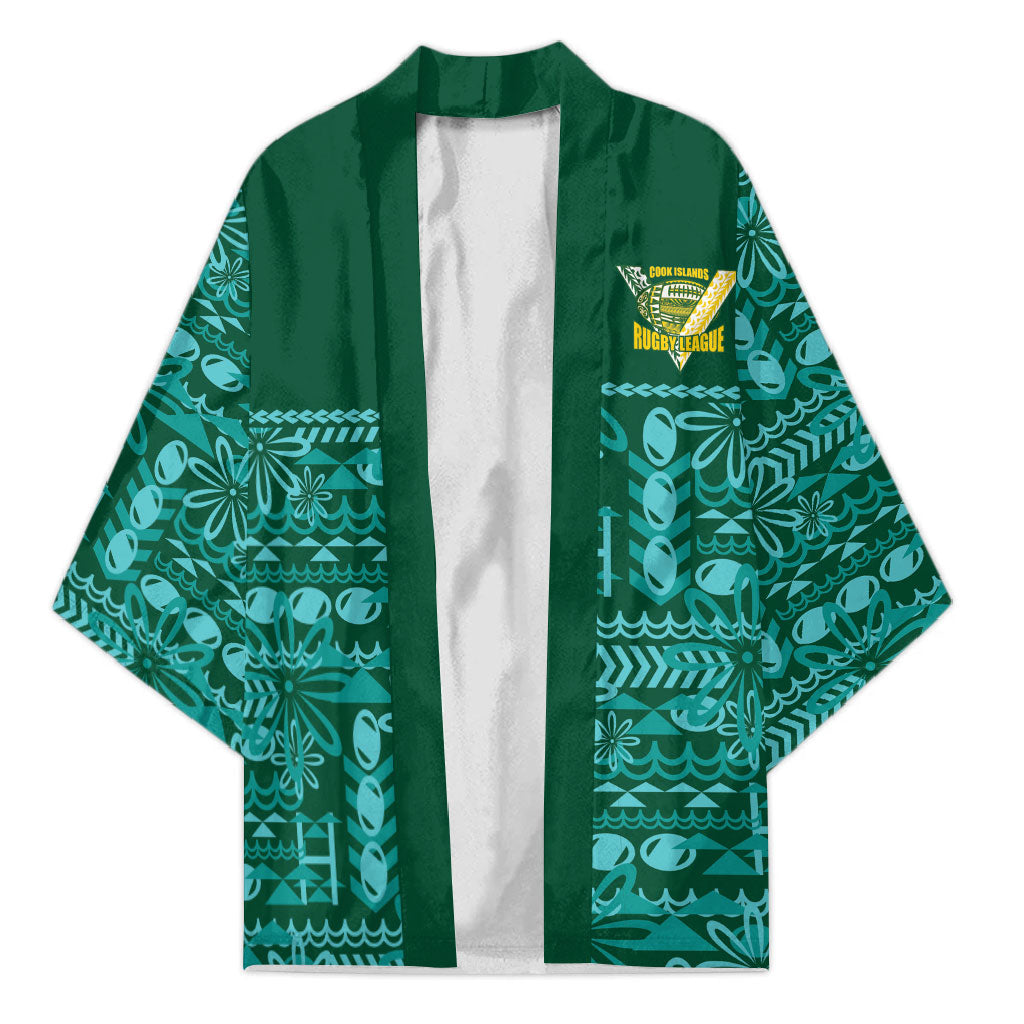 Cook Islands Island Floral Kimono Teal Traditional Kuki's Geometric Pattern LT9 Unisex Teal - Polynesian Pride