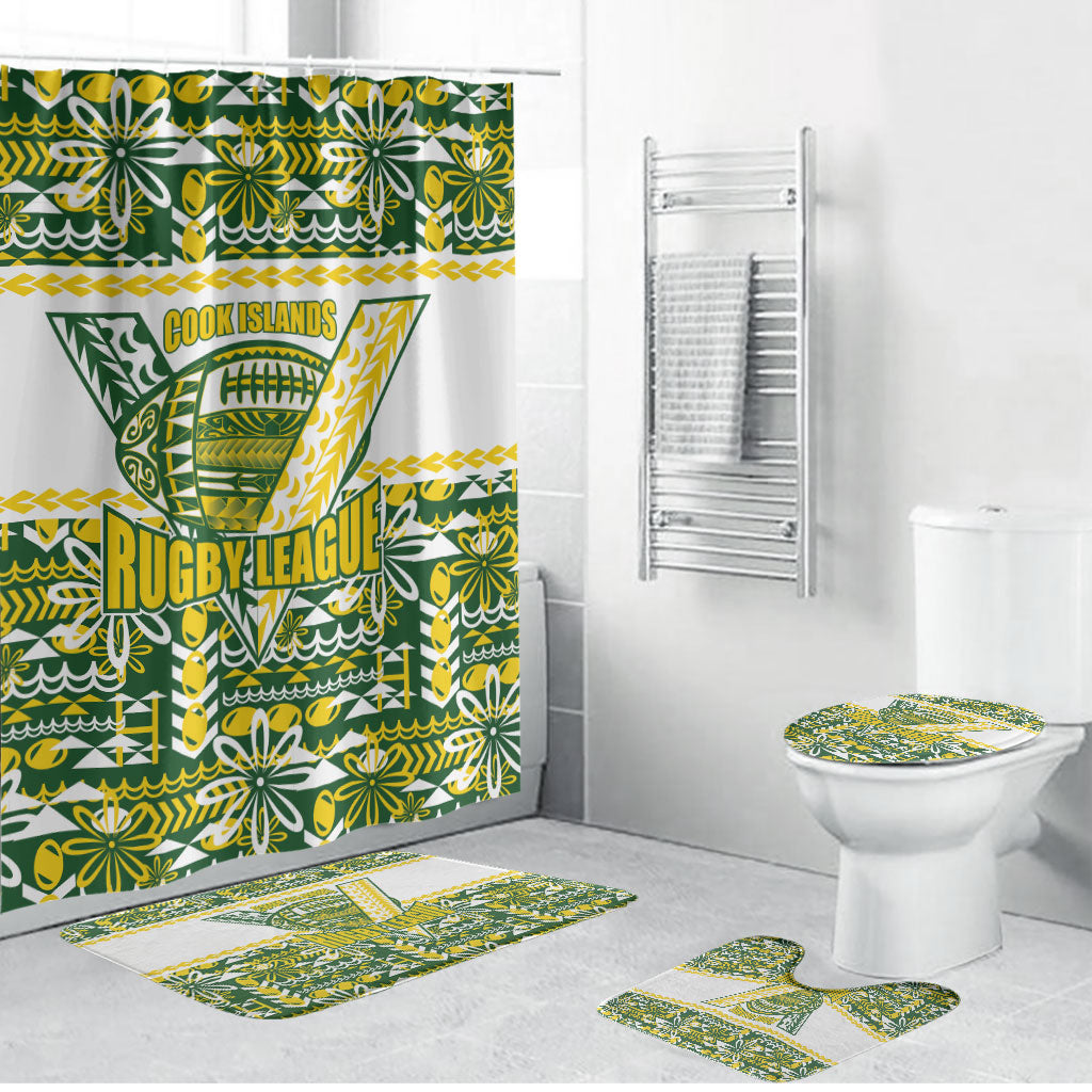 Cook Islands Island Floral Bathroom Set Green Traditional Kuki's Geometric Pattern LT9 Bathroom Set (4 pcs) Green - Polynesian Pride