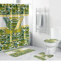 Cook Islands Island Floral Bathroom Set Green Traditional Kuki's Geometric Pattern LT9 Bathroom Set (4 pcs) Green - Polynesian Pride