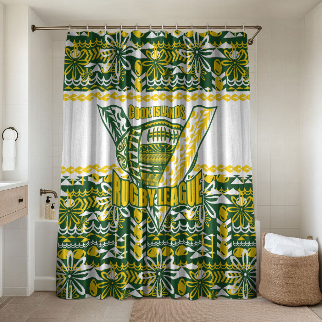 Cook Islands Island Floral Bathroom Set Green Traditional Kuki's Geometric Pattern LT9 Shower Curtain Only Green - Polynesian Pride