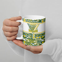 Cook Islands Island Floral Ceramic Mug Green Traditional Kuki's Geometric Pattern LT9 - Polynesian Pride