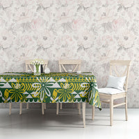 Cook Islands Island Floral Tablecloth Green Traditional Kuki's Geometric Pattern LT9 - Polynesian Pride
