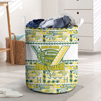 Cook Islands Island Floral Laundry Basket White Traditional Kuki's Geometric Pattern LT9 White - Polynesian Pride