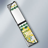 Cook Islands Island Floral Auto Sun Shade White Traditional Kuki's Geometric Pattern LT9 - Polynesian Pride