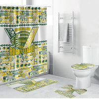 Cook Islands Island Floral Bathroom Set White Traditional Kuki's Geometric Pattern LT9 Bathroom Set (4 pcs) White - Polynesian Pride
