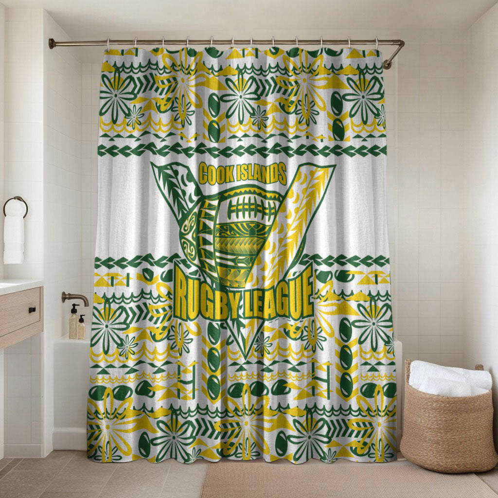 Cook Islands Island Floral Bathroom Set White Traditional Kuki's Geometric Pattern LT9 Shower Curtain Only White - Polynesian Pride