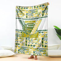 Cook Islands Island Floral Blanket White Traditional Kuki's Geometric Pattern LT9 - Polynesian Pride