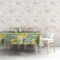 Cook Islands Island Floral Tablecloth White Traditional Kuki's Geometric Pattern LT9 - Polynesian Pride