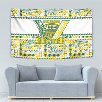 Cook Islands Island Floral Tapestry White Traditional Kuki's Geometric Pattern LT9 - Polynesian Pride