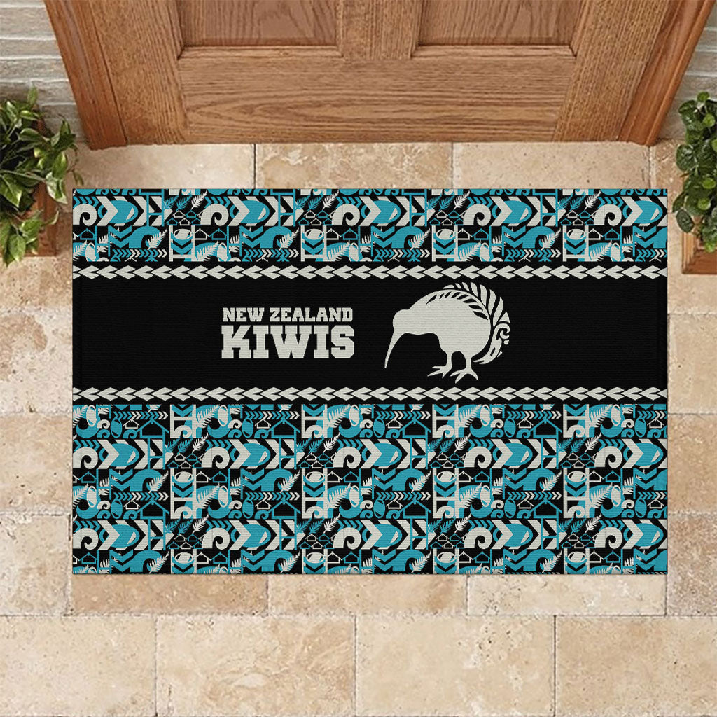 Aotearoa New Zealand Kiwis Tima Riki Motu Rubber Doormat LT9 Black - Polynesian Pride
