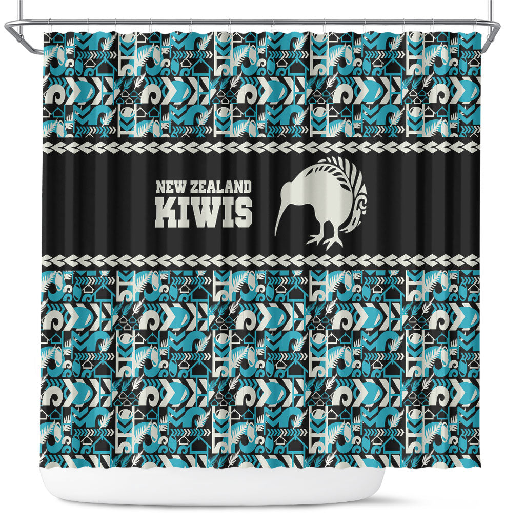 Aotearoa New Zealand Kiwis Tima Riki Motu Shower Curtain LT9 Black - Polynesian Pride