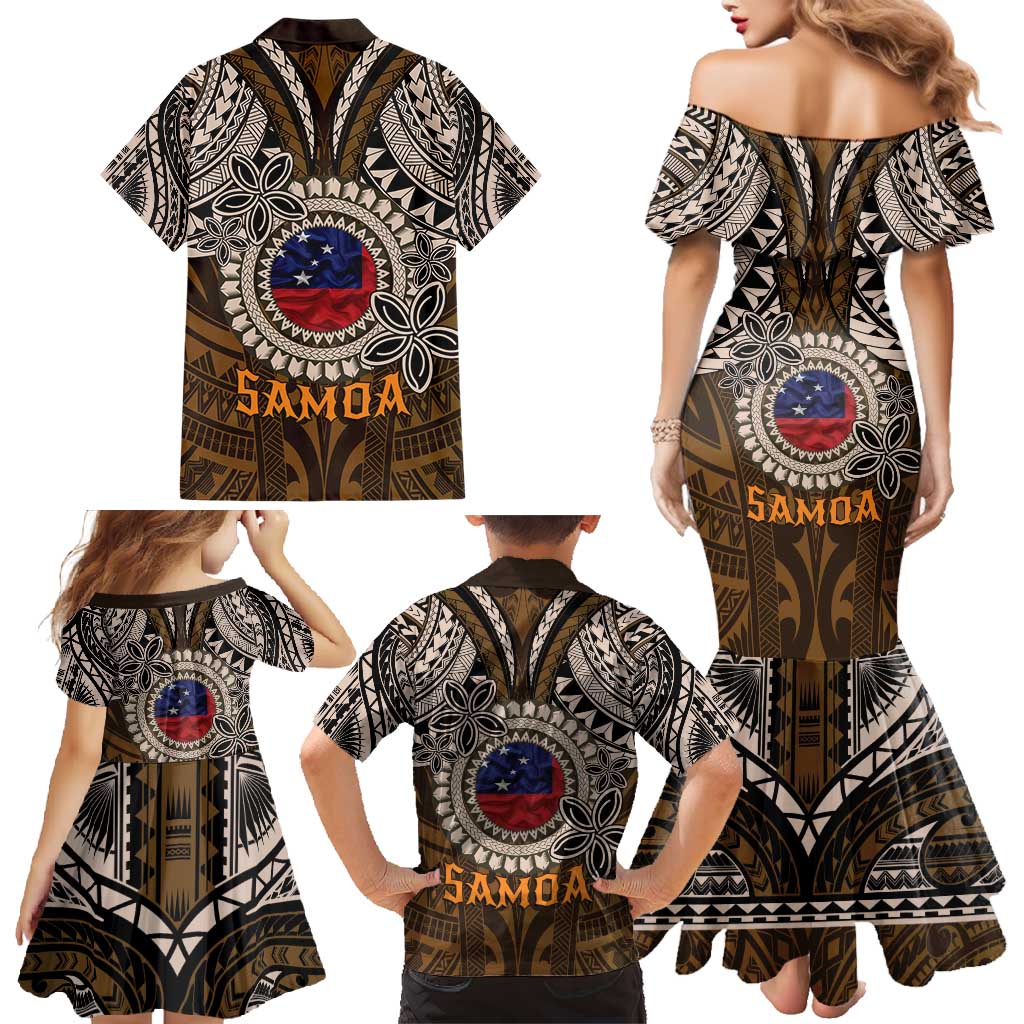 Samoa Warrior Family Matching Mermaid Dress and Hawaiian Shirt The Mighty Samoan Warrior Spirit