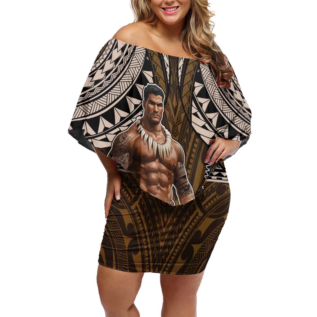 Samoa Warrior Family Matching Off Shoulder Short Dress and Hawaiian Shirt The Mighty Samoan Warrior Spirit