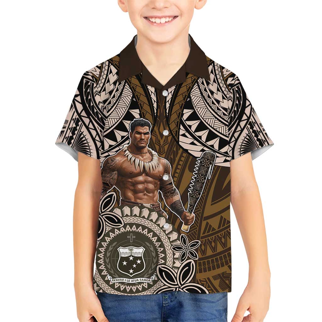 Samoa Warrior Family Matching Off Shoulder Short Dress and Hawaiian Shirt The Mighty Samoan Warrior Spirit