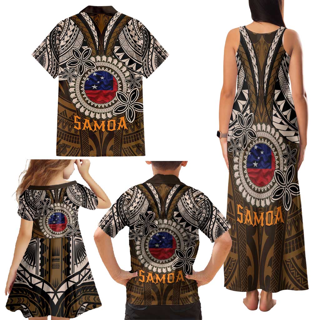 Samoa Warrior Family Matching Tank Maxi Dress and Hawaiian Shirt The Mighty Samoan Warrior Spirit