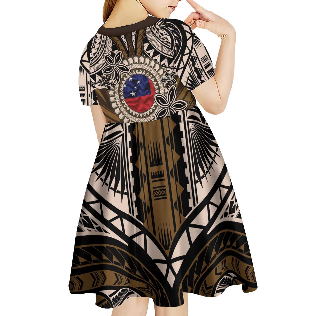 Samoa Warrior Kid Short Sleeve Dress The Mighty Samoan Warrior Spirit LT9 - Polynesian Pride