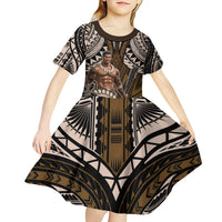 Samoa Warrior Kid Short Sleeve Dress The Mighty Samoan Warrior Spirit LT9 - Polynesian Pride