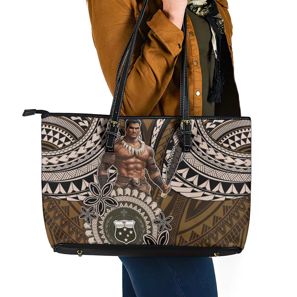 Samoa Warrior Leather Tote Bag The Mighty Samoan Warrior Spirit LT9 - Polynesian Pride