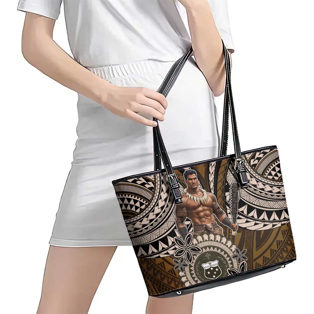 Samoa Warrior Leather Tote Bag The Mighty Samoan Warrior Spirit LT9 - Polynesian Pride