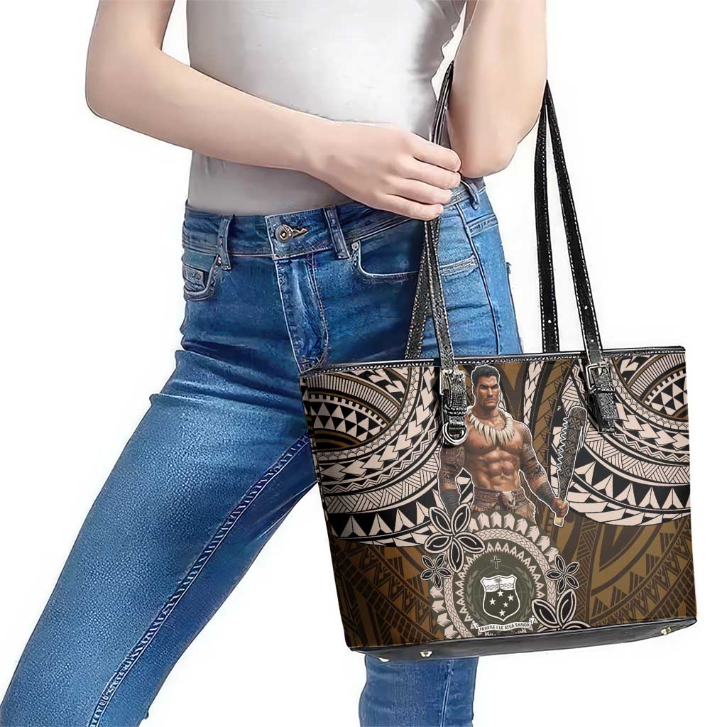 Samoa Warrior Leather Tote Bag The Mighty Samoan Warrior Spirit LT9 - Polynesian Pride