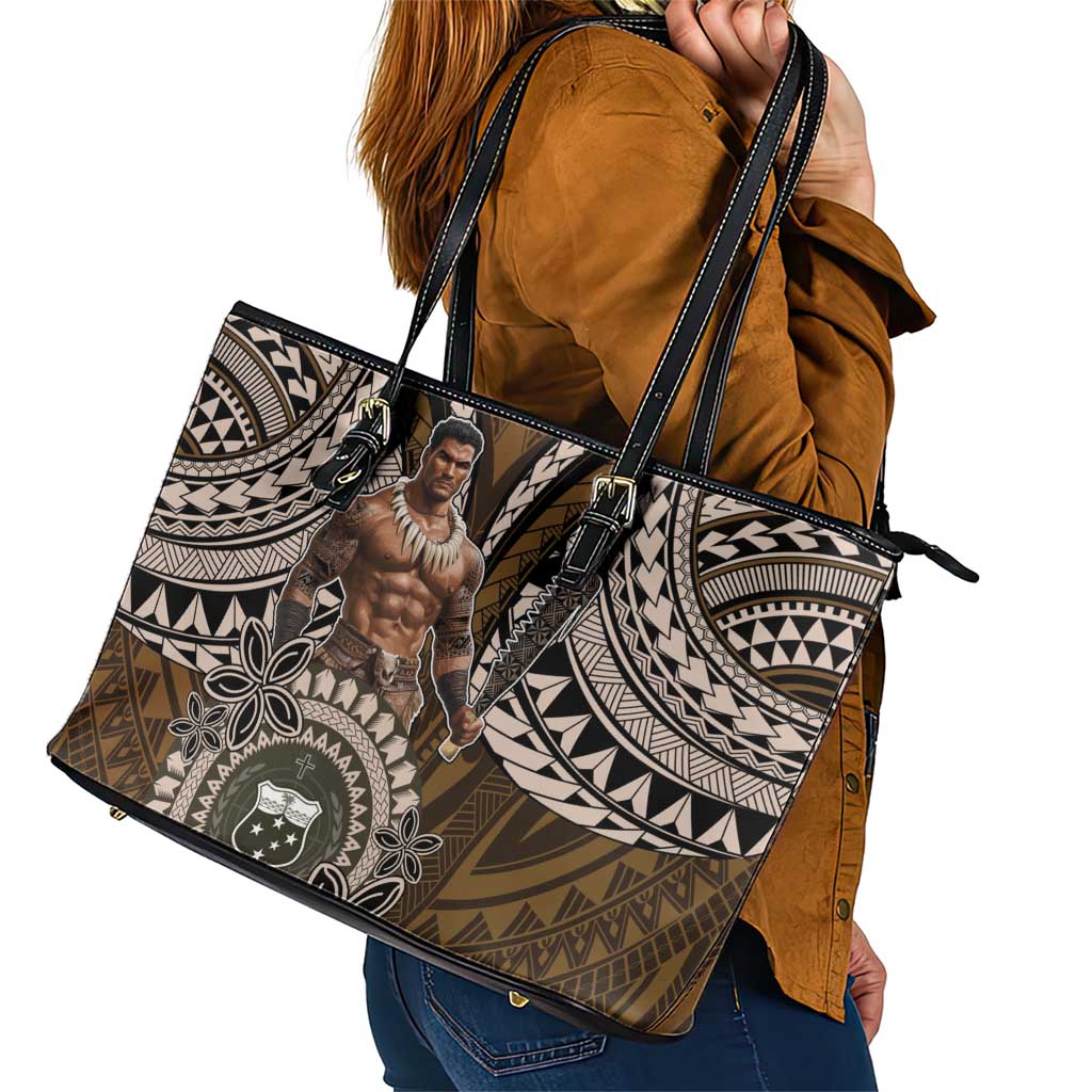 Samoa Warrior Leather Tote Bag The Mighty Samoan Warrior Spirit LT9 - Polynesian Pride