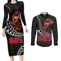 Samoan Pride Polynesian Tribal Warrior Couples Matching Long Sleeve Bodycon Dress and Long Sleeve Button Shirt 685 Samoa Mo Samoa