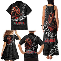 Samoan Pride Polynesian Tribal Warrior Family Matching Tank Maxi Dress and Hawaiian Shirt 685 Samoa Mo Samoa