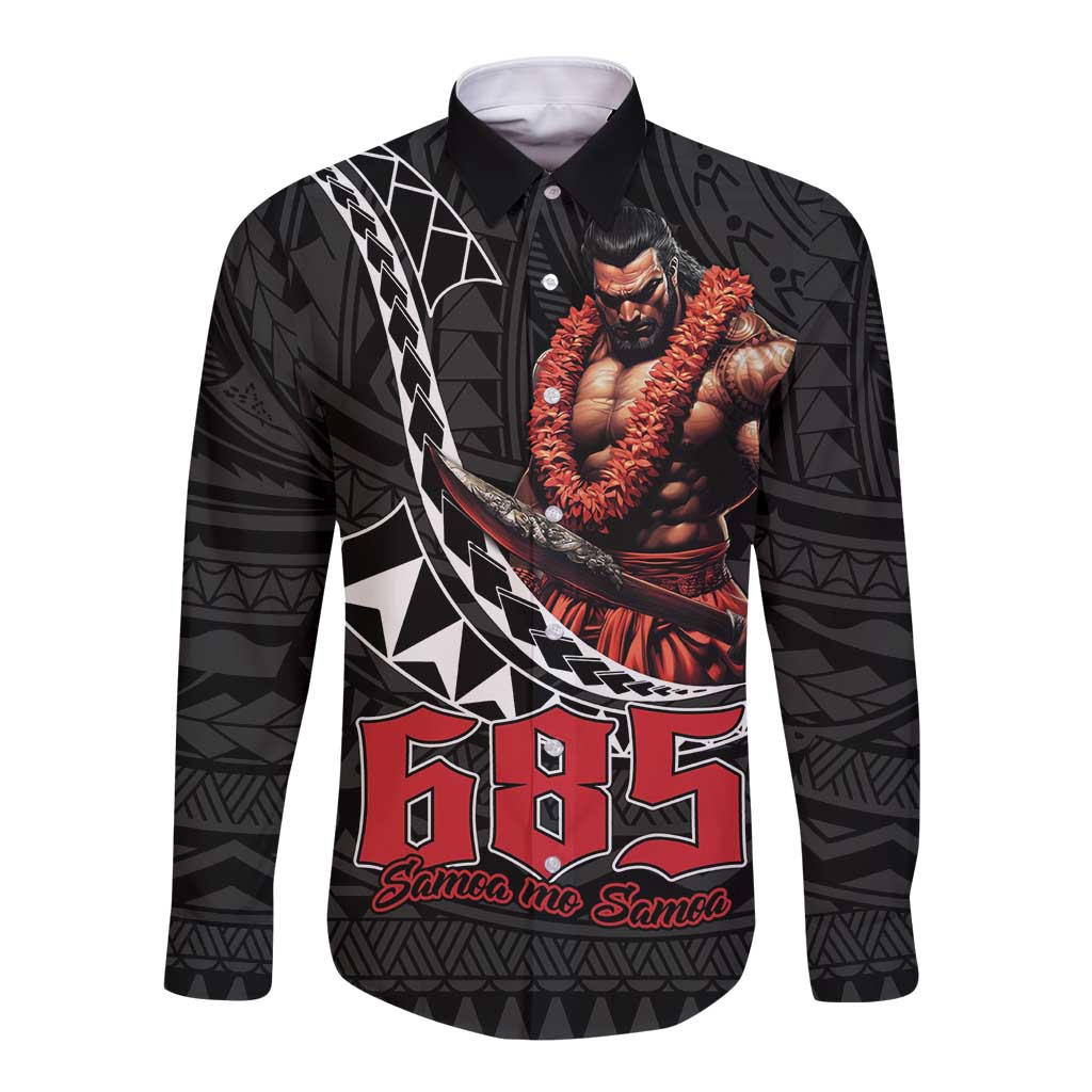 Samoan Pride Polynesian Tribal Warrior Long Sleeve Button Shirt 685 Samoa Mo Samoa