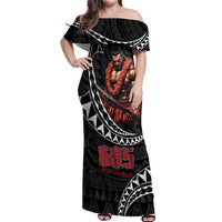Samoan Pride Polynesian Tribal Warrior Off Shoulder Maxi Dress 685 Samoa Mo Samoa LT9 Women Black - Polynesian Pride