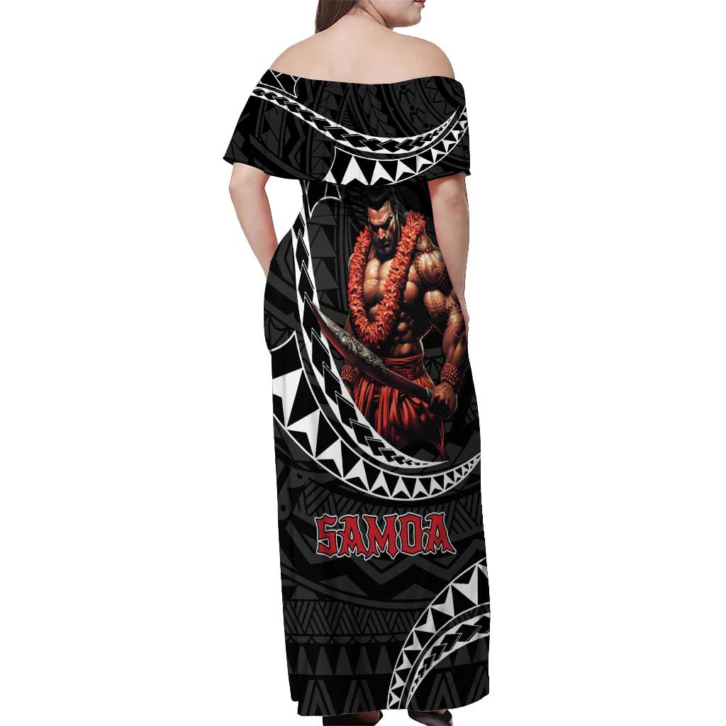Samoan Pride Polynesian Tribal Warrior Off Shoulder Maxi Dress 685 Samoa Mo Samoa LT9 - Polynesian Pride