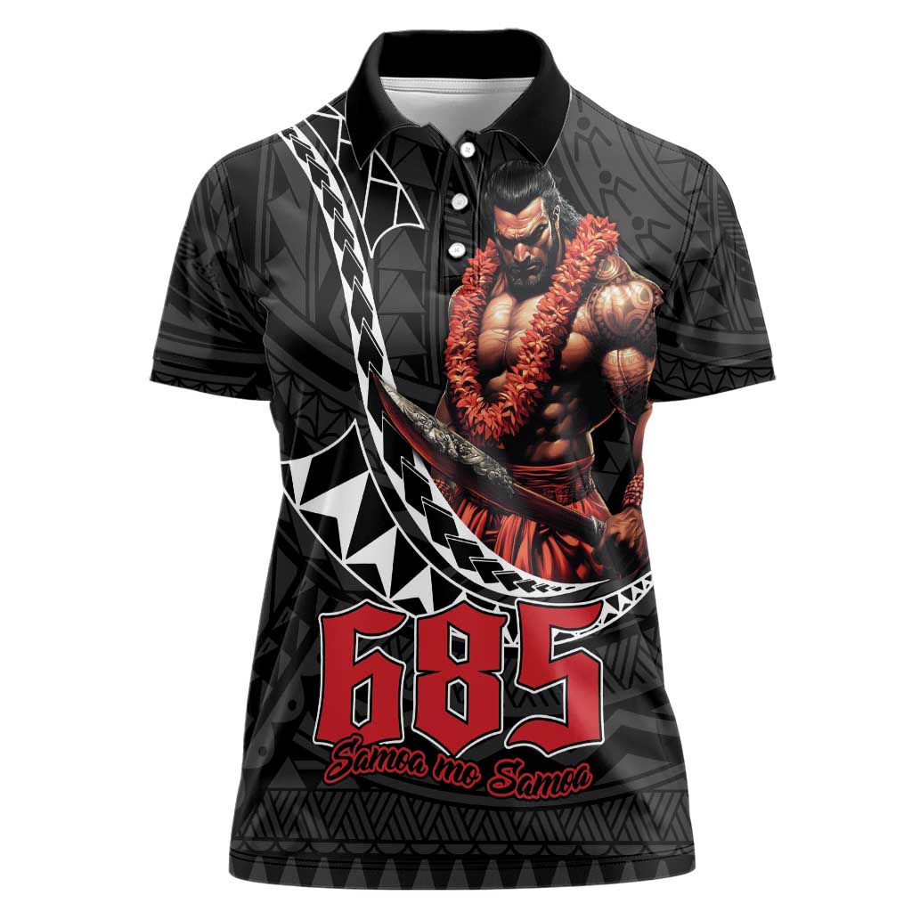 Samoan Pride Polynesian Tribal Warrior Women Polo Shirt 685 Samoa Mo Samoa LT9 Female Black - Polynesian Pride