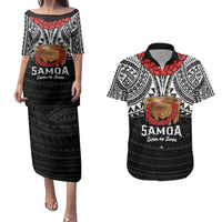 Samoan Tanoa Kava Bowl Ula Fala Couples Matching Puletasi and Hawaiian Shirt Polynesian Tribal Vibe