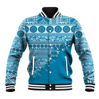 Fiji Marau na Kerisimasi Baseball Jacket Aqua Tagimoucia Tapa Masi Tribal - Polynesian Pride