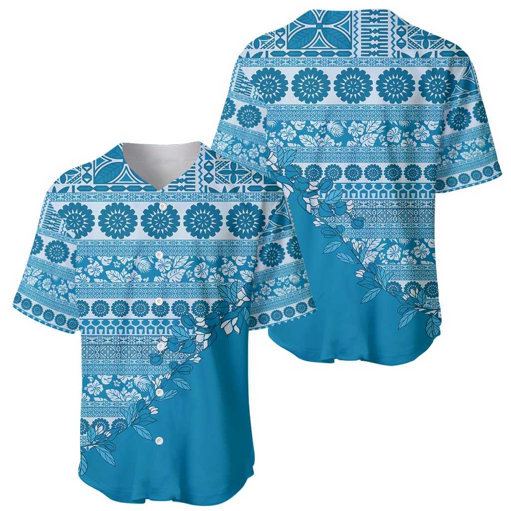 Fiji Marau na Kerisimasi Baseball Jersey Aqua Tagimoucia Tapa Masi Tribal - Polynesian Pride